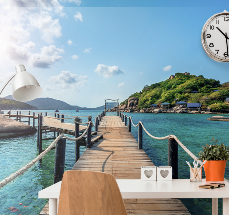 Tranquil coastal path landscape mural wallpaper - TenStickers