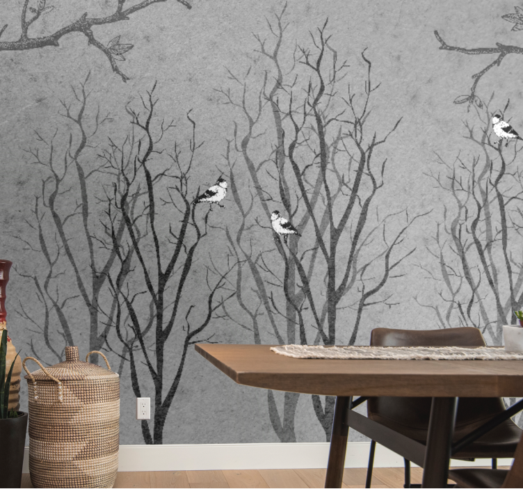 Tree mural twigs with birds design - TenStickers