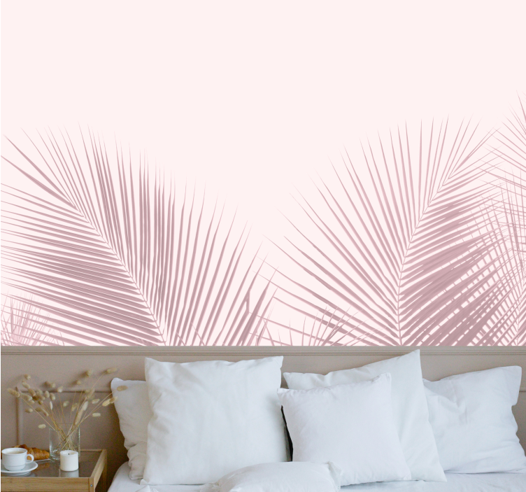 Tree mural with palm leaf silhouettes - TenStickers