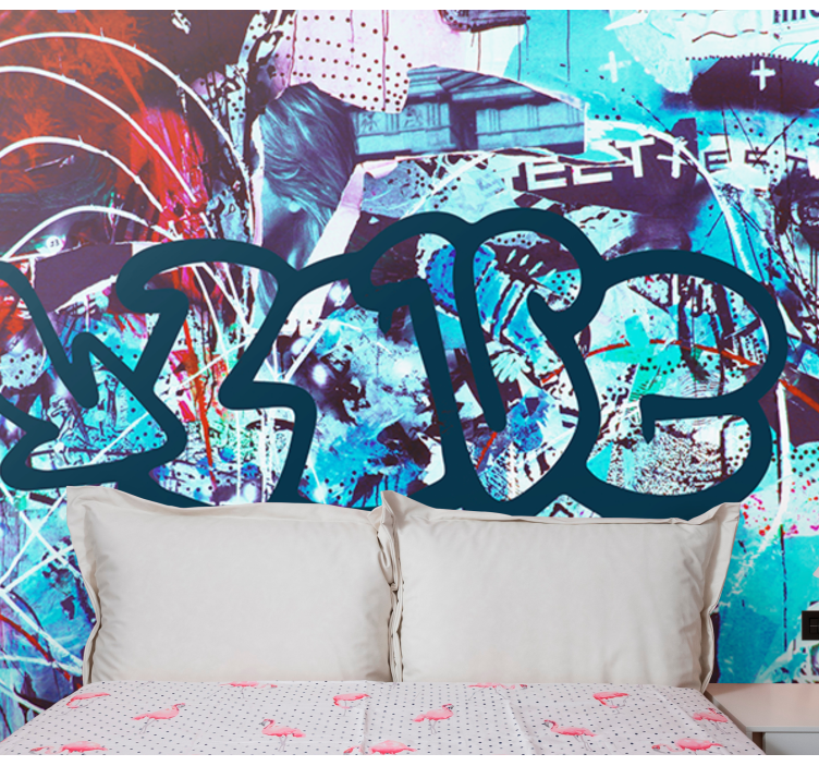 Urban graffiti with text phrase wall mural - TenStickers