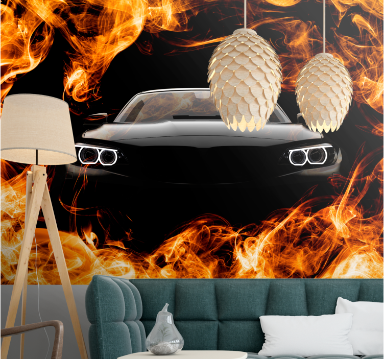 Vehicle mural racing car flames design - TenStickers