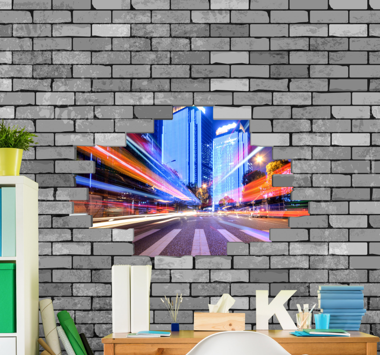 Vibrant city scene city wall mural - TenStickers