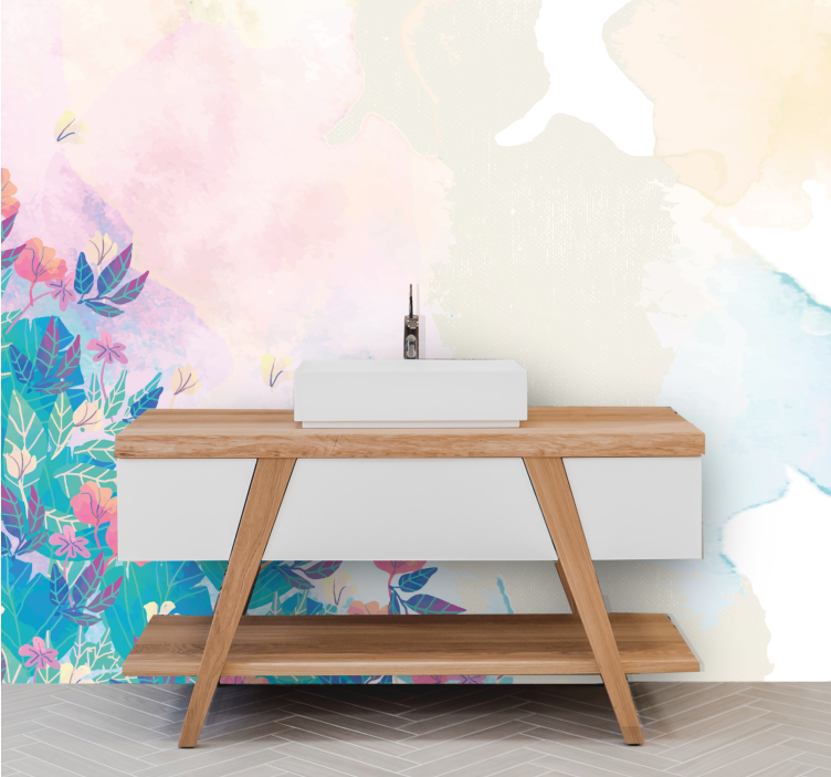 Vibrant Floral Splash abstract wall mural - TenStickers