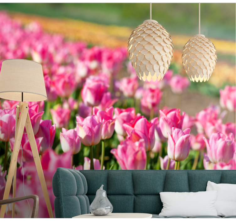 Vibrant blossoming field tulip mural - TenStickers