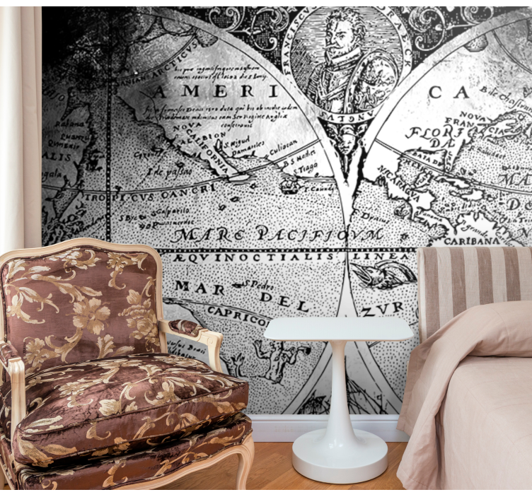 Vintage Nautical Map world map wall mural - TenStickers