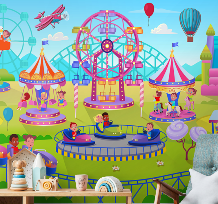 Vintage wall mural joy of amusement parks - TenStickers
