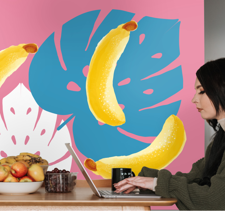Wall mural bananas and leaves design - TenStickers