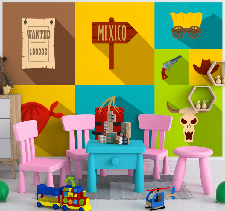 Children wall mural wanted mexico theme - TenStickers