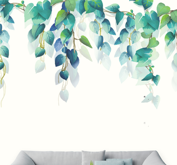 Watercolor overhanging twigs modern wall mural - TenStickers