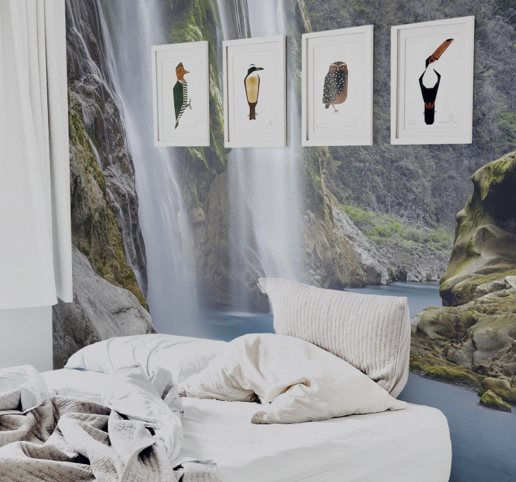 Waterfall mural serene waterfall view - TenStickers