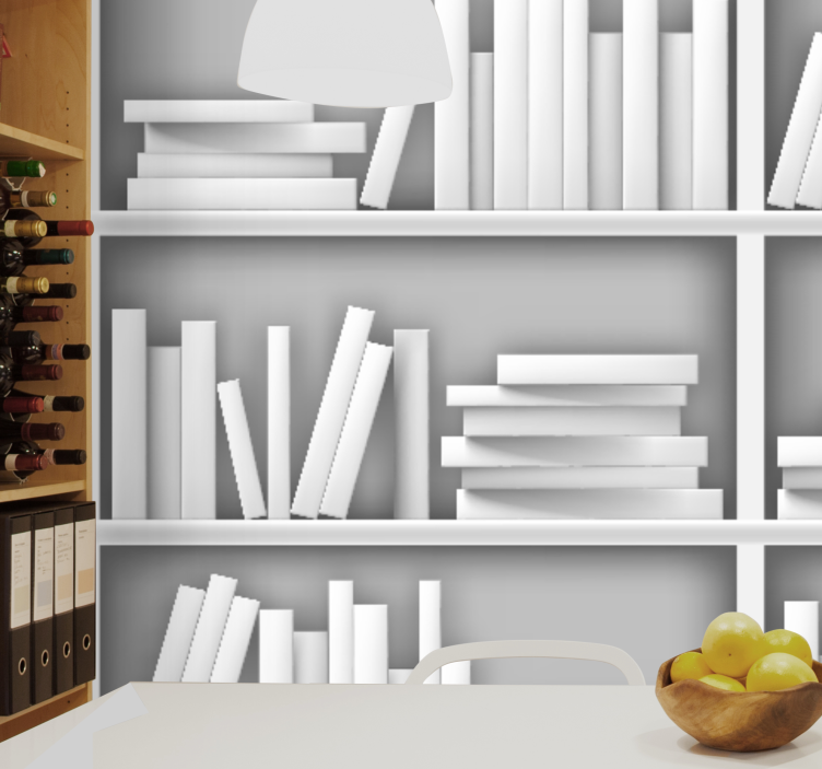 White abstract bookshelf Office Wall Mural - TenStickers