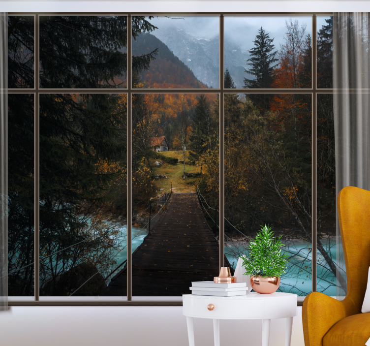 Window with forest view tree mural - TenStickers