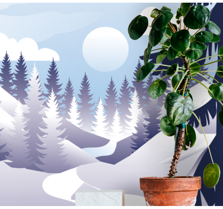 Winter Forest Scene landscape mural wallpaper - TenStickers