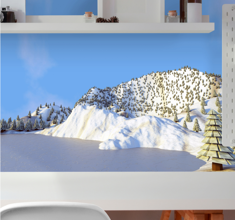 Winter landscape low poly Kids wall Murals - TenStickers