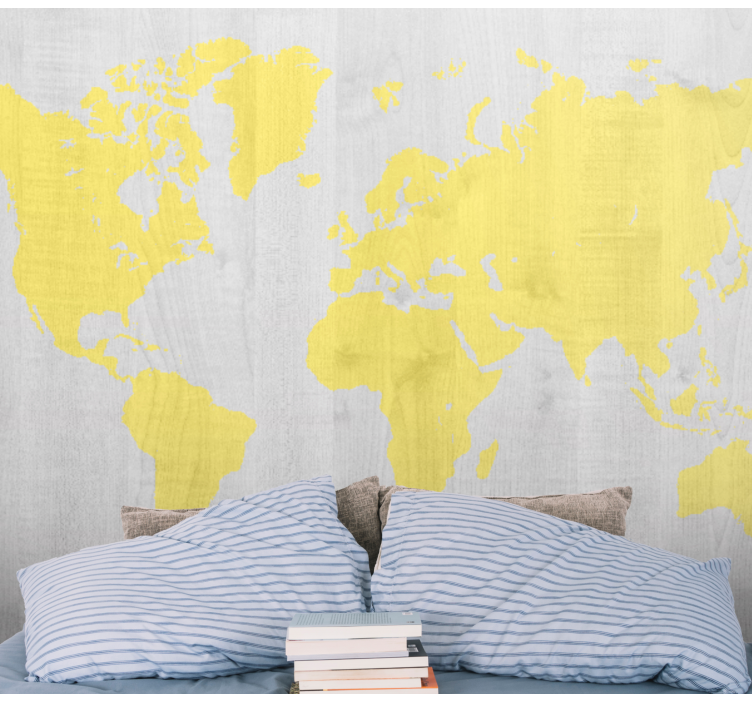 Yellow world map wall mural - TenStickers