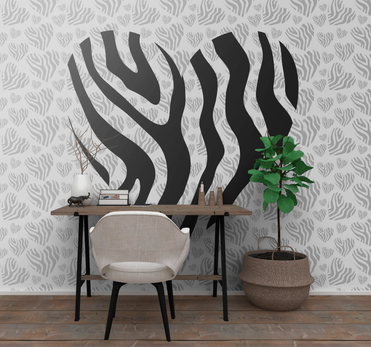 Zebra animal print heart romantic wallmural - TenStickers