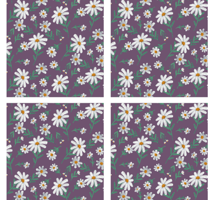 Coasters with purple floral pattern design - TenStickers