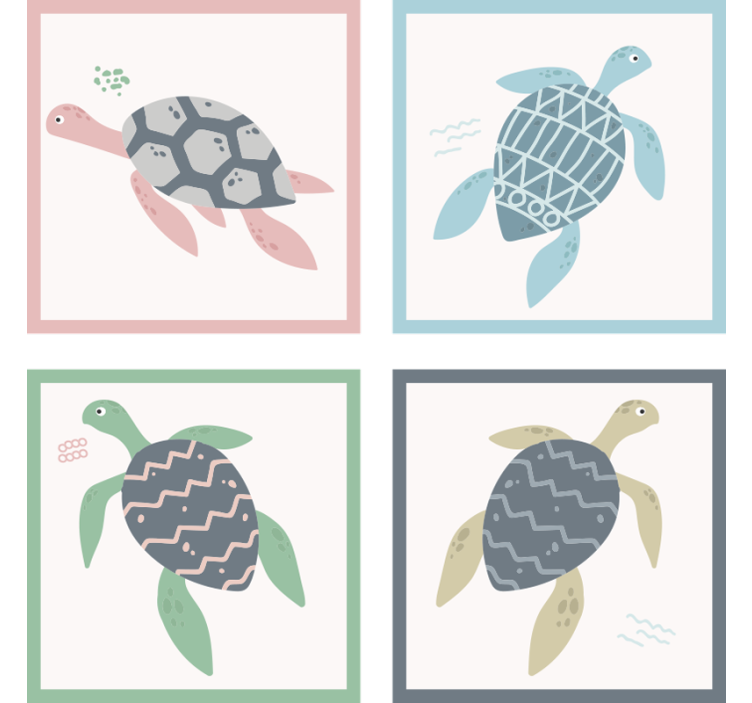 Soft Colours Turtles Coaster Set - TenStickers