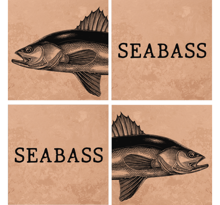 Personalisable coasters with seabass illustration art - TenStickers