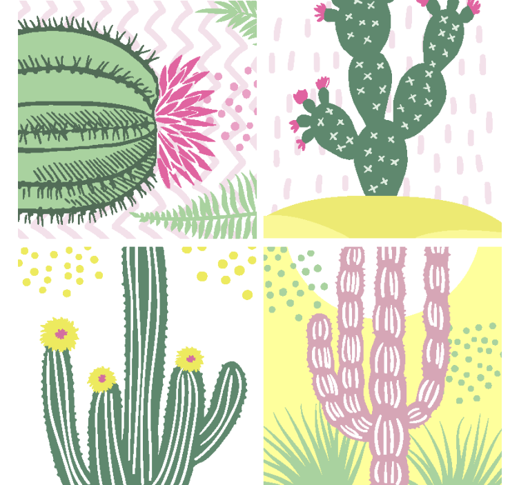 Geek coasters with lively cactus design - TenStickers