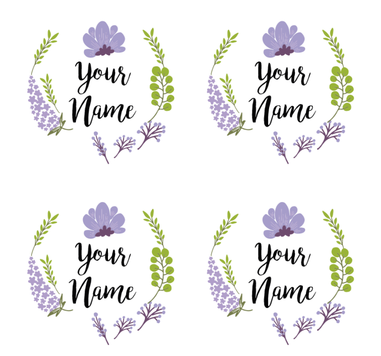 Floral with name personalised coasters - TenStickers