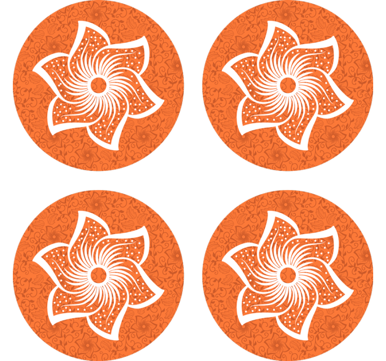 Beer mats stylish orange floral design - TenStickers
