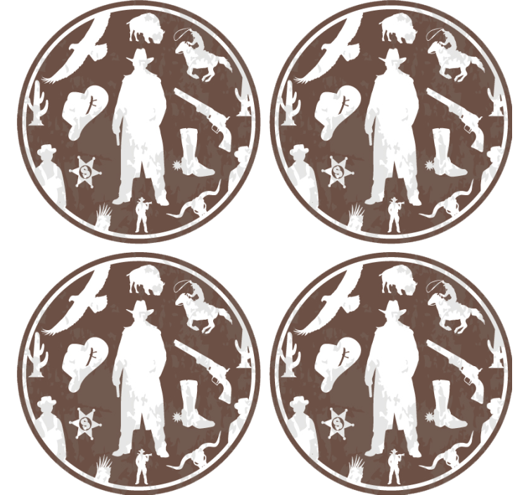 Vintage coasters western cowboy style - TenStickers