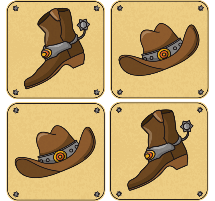 Geek coasters cowboy hat and boot - TenStickers