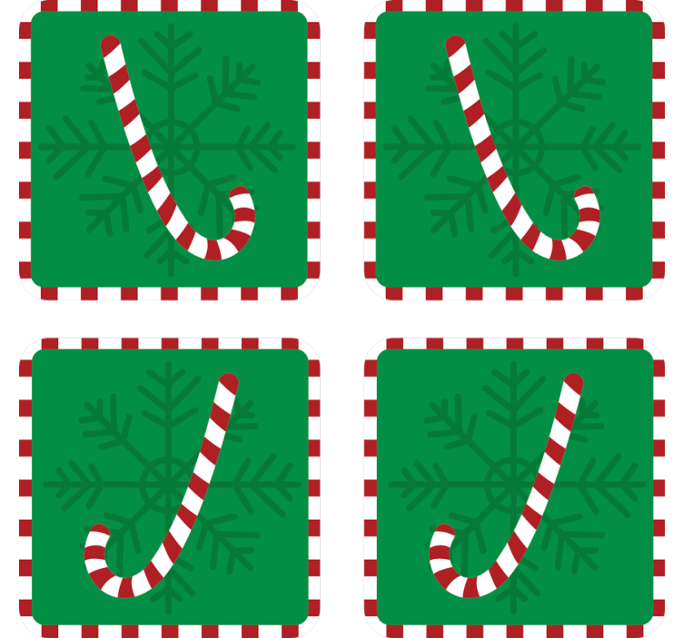 Christmas coasters candy cane snowflake design - TenStickers