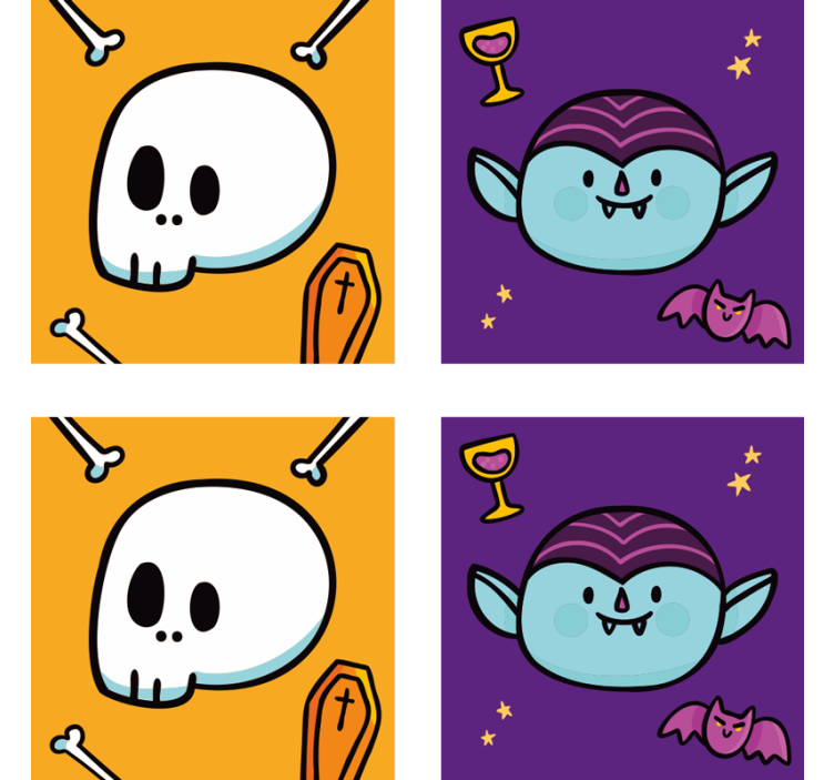 Halloween coaster with fun skull vampire faces - TenStickers