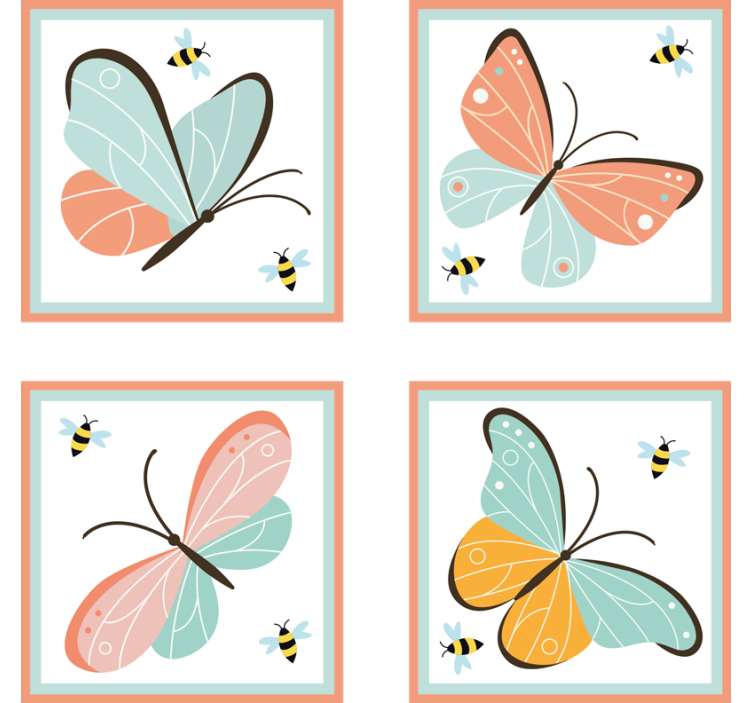 Geek coasters with vibrant butterfly design - TenStickers