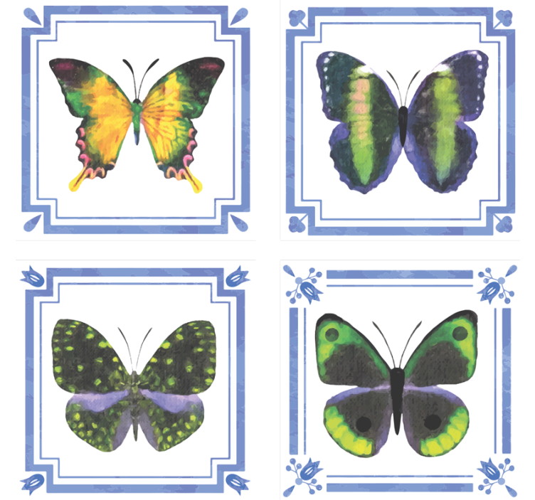 Coasters with colorful butterfly designs - TenStickers