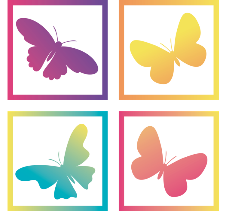 Modern coasters with colorful butterfly shapes - TenStickers