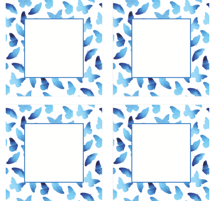 Personalisable coasters butterfly pattern blue frames - TenStickers