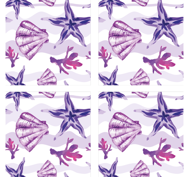 Purple Seashell and Starfish shell coaster - TenStickers
