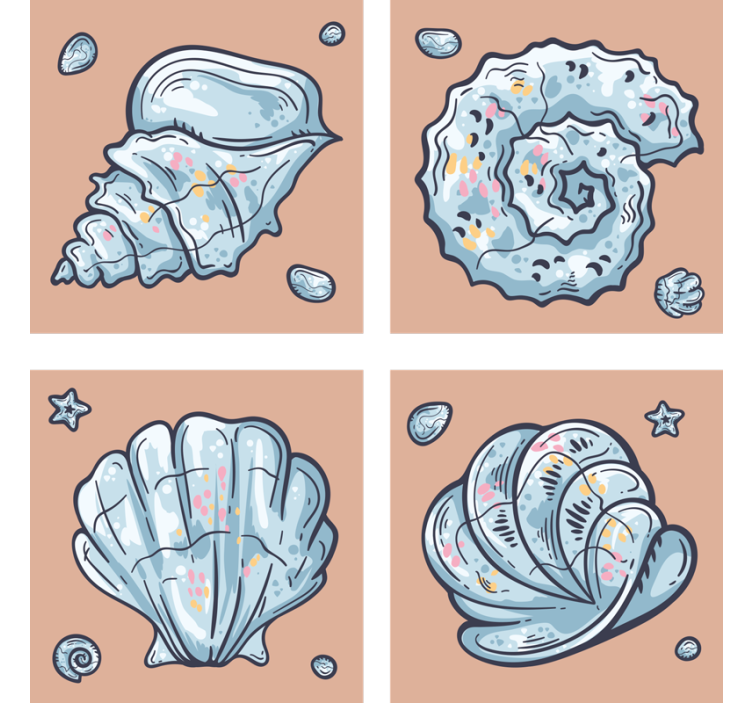 Seashell Sketches shell coaster - TenStickers
