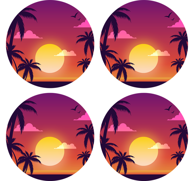 Geek coasters tropical sunset design - TenStickers