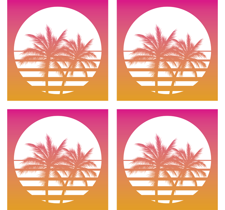 Palm trees on the sun 70s coasters - TenStickers