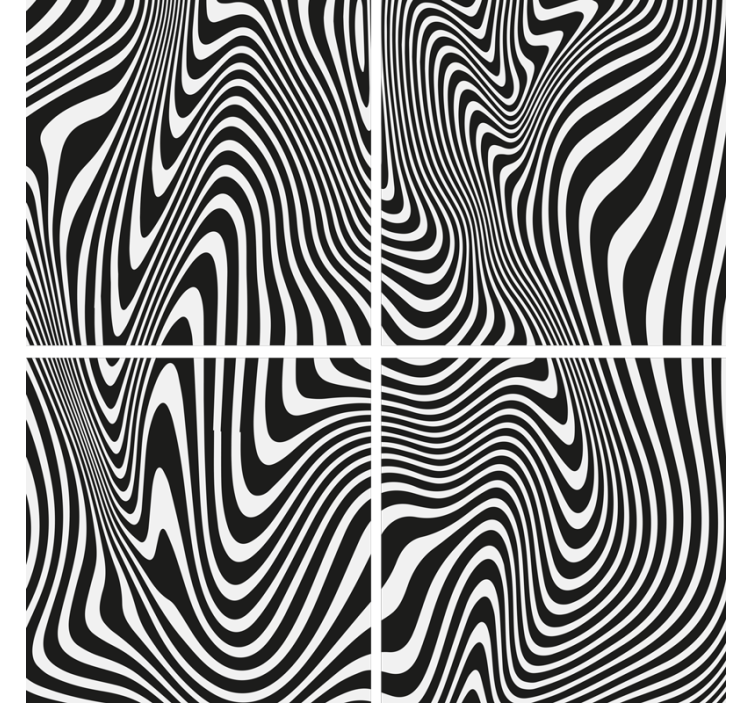 Wavy black and white pattern coasters - TenStickers