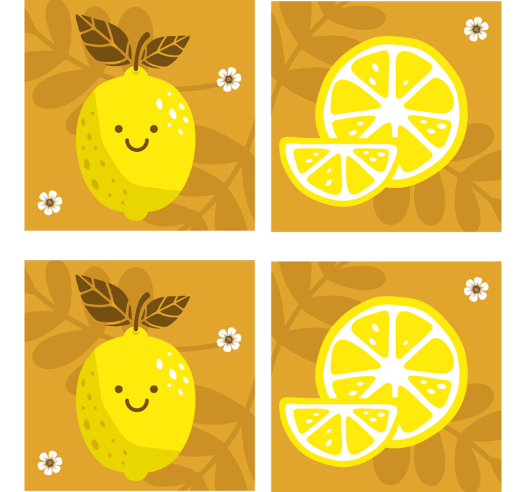 Geek coasters cheerful lemon and citrus design - TenStickers