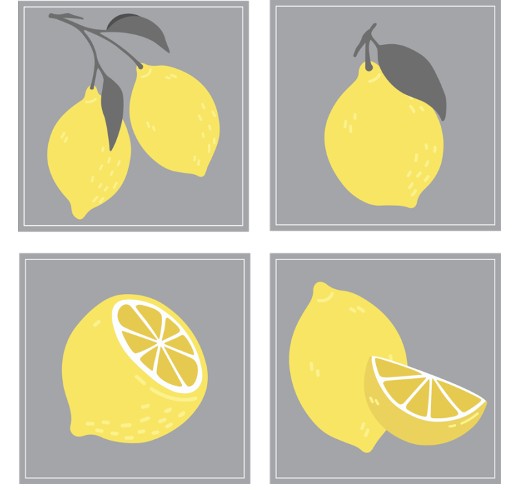 Lemon illustrations coasters set - TenStickers