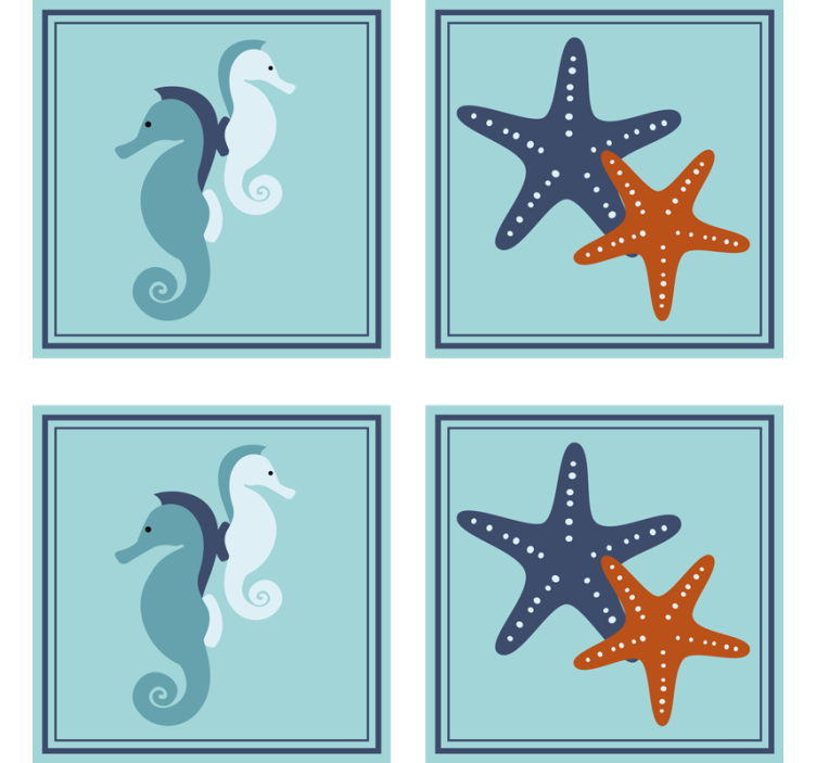 Vintage coasters seahorse and starfish design - TenStickers