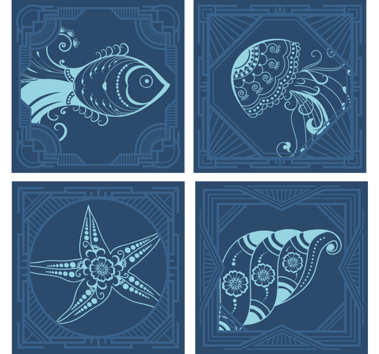Ornamental Sea Life TILES marine life coasters - TenStickers