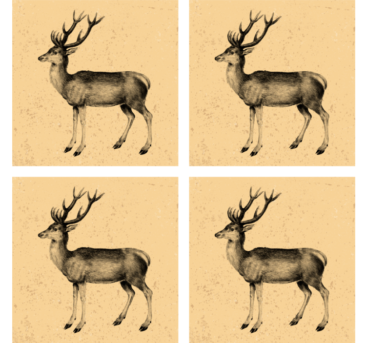 Beer mats vintage deer illustration - TenStickers