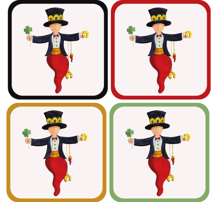 Geek coasters playful character with clover - TenStickers