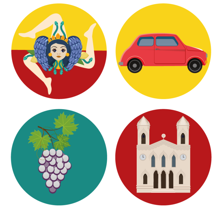 sicily coloured icons more coasters - TenStickers