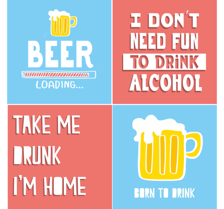 Beer mats with fun beverage quotes - TenStickers