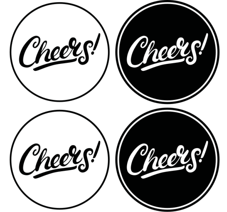 Stylish cheers typography beer mats - TenStickers