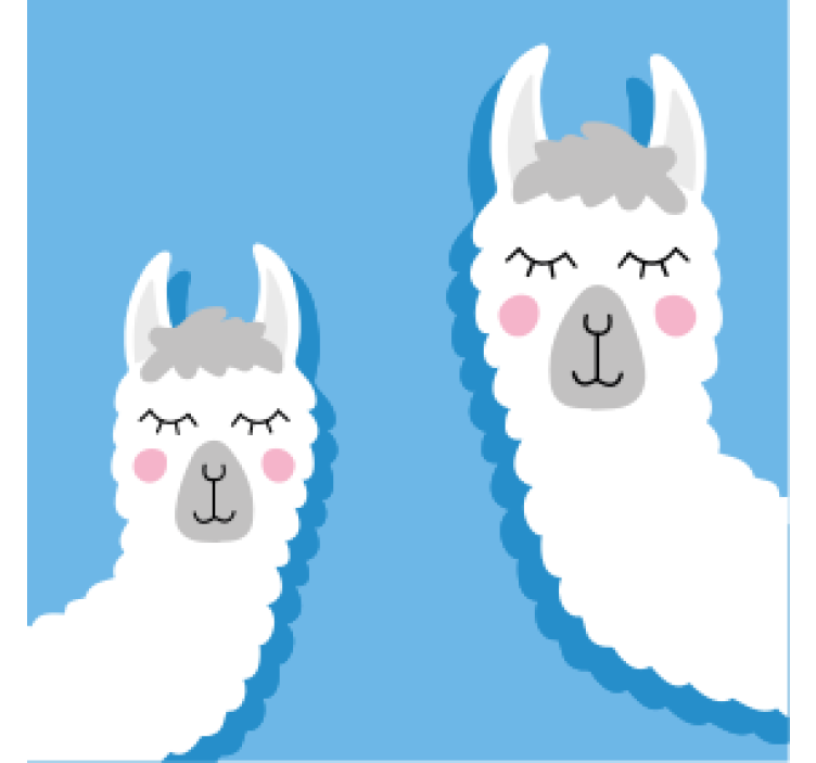 Geek coasters featuring playful llama characters - TenStickers