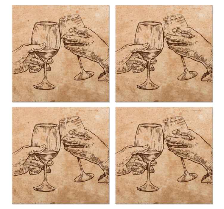 Beer mats cheers hand-drawn glasses - TenStickers